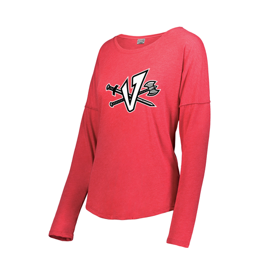 [FTLCUBRD-FAXS-LOGO2] Ladies LS Ultra-blend T-Shirt (Female Adult XS, Red, Logo 2)