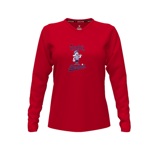 [CUS-DFW-TEES-CMF-VNK-LSL-RED-FYXS-LOGO3] Comfort T-Shirt (Female Youth XS, Red, V Neck, Logo 3, Long Sleeve)