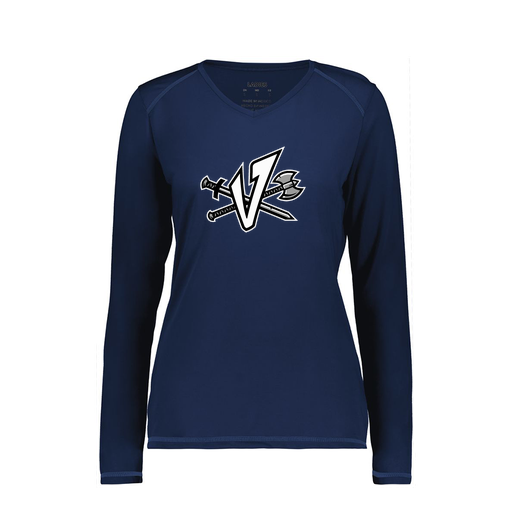 [6847.065.XS-LOGO2] Women's SoftTouch Long Sleeve (Female Adult XS, Navy, Logo 2)