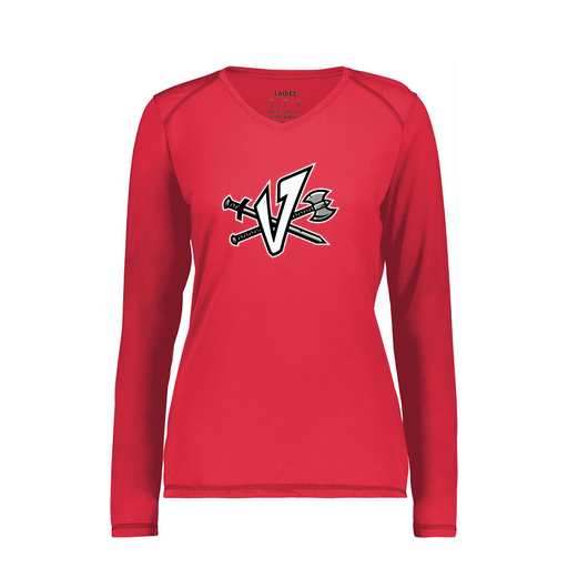 [6847.083.XS-LOGO2] Women's SoftTouch Long Sleeve (Female Adult XS, Red, Logo 2)