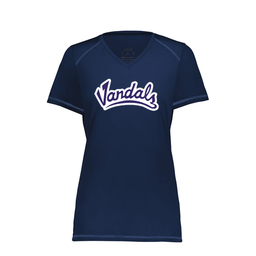 [6844.065.XS-LOGO1] Women's SoftTouch Short Sleeve (Female Adult XS, Navy, Logo 1)