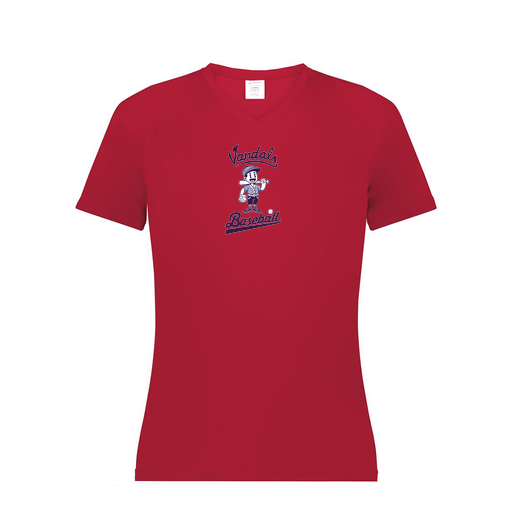 [2792.083.XS-LOGO3] Ladies Smooth Sport V-Neck T-Shirt (Female Adult XS, Red, Logo 3)