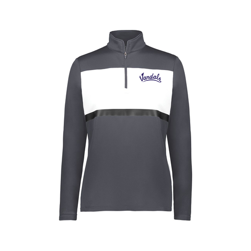 [222791.F52.XS-LOGO1] Ladies Bold 1/4 Zip Pullover (Female Adult XS, Gray, Logo 1)