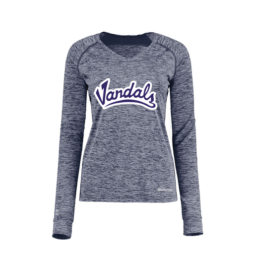 [222770.U22.XS-LOGO1] Ladies Electric Long Sleeve Shirt (Female Adult XS, Navy, Logo 1)