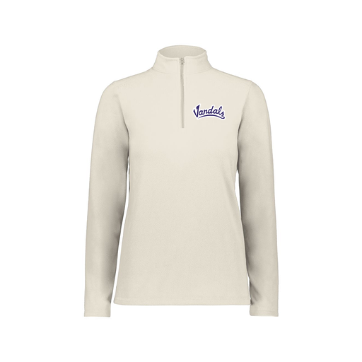 [6864.53T.XS-LOGO1] Ladies MicroFleece 1/4 Zip Pullover (Female Adult XS, White, Logo 1)