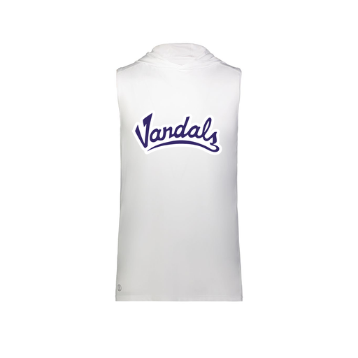 [222590.005.XS-LOGO1] Men's CoolDry Sleeveless Hoodie (Adult XS, White, Logo 1)