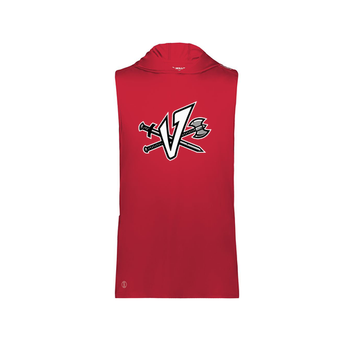 [222590.083.XS-LOGO2] Men's CoolDry Sleeveless Hoodie (Adult XS, Red, Logo 2)