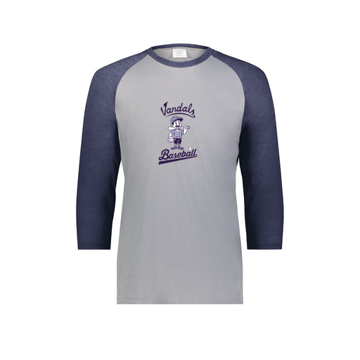 [6879.29V.S-LOGO3] Men's Vintage 3/4 Sleeve T-Shirt (Adult S, Navy, Logo 3)