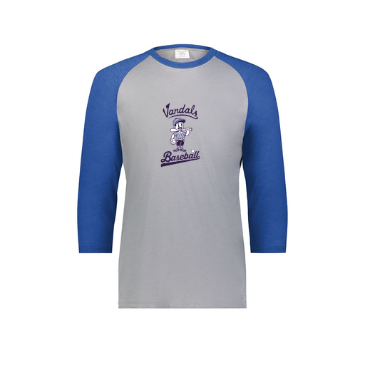 [6879.28V.S-LOGO3] Men's Vintage 3/4 Sleeve T-Shirt (Adult S, Royal, Logo 3)