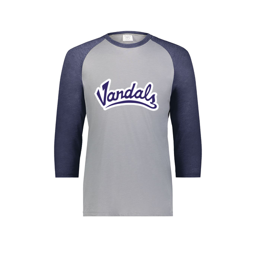 [6880.29V.S-LOGO1] Youth Vintage 3/4 T-Shirt (Youth S, Navy, Logo 1)
