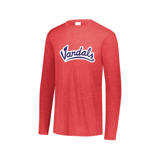 [FTLCUBRD-AXS-LOGO1] Decker Men's Tri-Blend T-Shirt - Long Sleeve (Adult XS, Red, Logo 1)