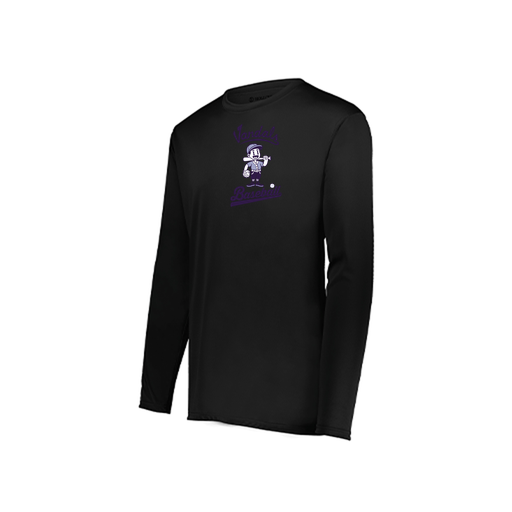 [222823.080.S-LOGO3] Youth LS Smooth Sport Shirt (Youth S, Black, Logo 3)