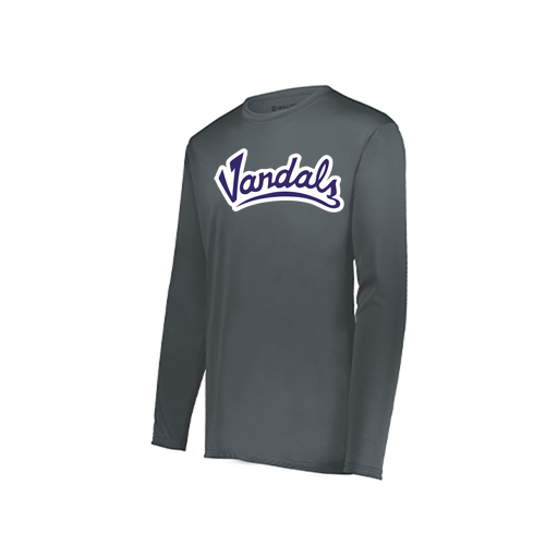 [222823.059.S-LOGO1] Youth LS Smooth Sport Shirt (Youth S, Gray, Logo 1)