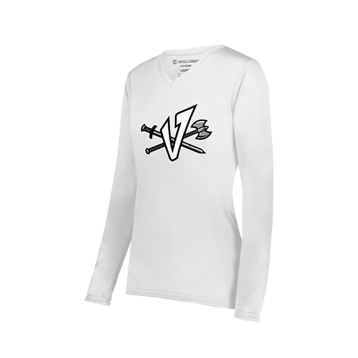 [222824.005.S-LOGO2] Ladies LS Smooth Sport Shirt (Female Adult S, White, Logo 2)
