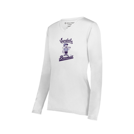 [222824.005.S-LOGO3] Ladies LS Smooth Sport Shirt (Female Adult S, White, Logo 3)